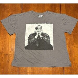 Tupac Shakur 2Pac T-Shirt Men's Large XL Short Sleeve Graphic Crew Neck Grey